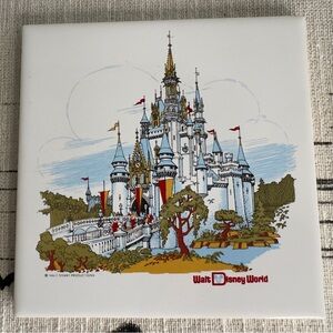 Vintage Walt Disney World Trivet🏰 Tile 🏰Wall Hanging Cinderella Castle